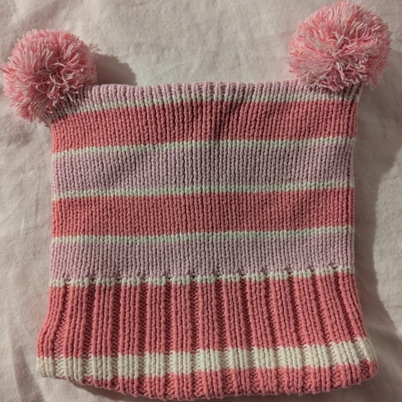 The Children's Place Other - THE CHILDRENS PLACE Pink Striped Pom Pom FLEECE LINED WINTER HAT 4/6 years GIRL